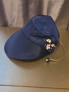 Womens-Navy-Blue-Floral-Embellished-Sun-Visor-with-Chin-Strap