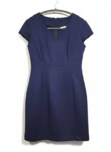 Womens-Navy-Blue-V-Neck-Sheath-Dress