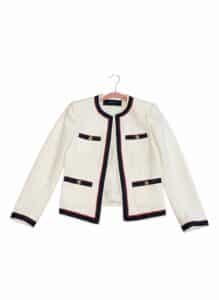 Zara-Basic-White-Blazer-with-Navy-and-Red-Trim