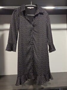 Zara-Black-Polka-Dot-Ruffle-Front-Midi-Dress