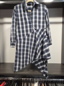 Zara-Woman-Blue-White-and-Yellow-Plaid-Asymmetrical-Hem-Tunic-Shirt-Dress