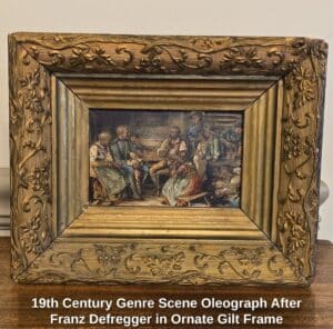 th-Century-Genre-Scene-Oleograph-After-Franz-Defregger-in-Ornate-Gilt-Frame