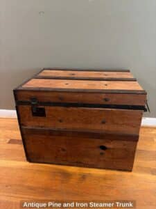 Antique-Pine-and-Iron-Steamer-Trunk