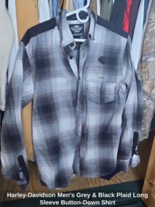 Harley-Davidson-Mens-Grey-Black-Plaid-Long-Sleeve-Button-Down-Shirt