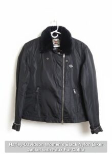 Harley-Davidson-Womens-Black-Nylon-Biker-Jacket-with-Faux-Fur-Collar