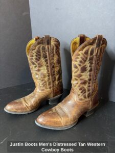 Justin-Boots-Mens-Distressed-Tan-Western-Cowboy-Boots