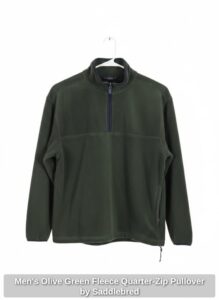 Mens-Olive-Green-Fleece-Quarter-Zip-Pullover-by-Saddlebred