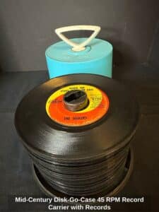 Mid-Century-Disk-Go-Case-RPM-Record-Carrier-with-Records-third-image