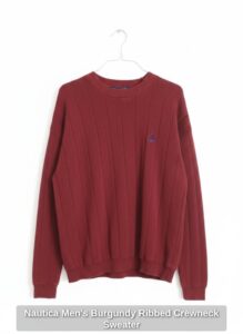 Nautica-Mens-Burgundy-Ribbed-Crewneck-Sweater