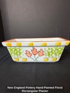 New-England-Pottery-Hand-Painted-Floral-Rectangular-Planter