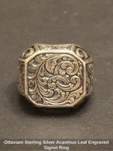 Ottaviani-Sterling-Silver-Acanthus-Leaf-Engraved-Signet-Ring