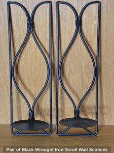 Pair-of-Black-Wrought-Iron-Scroll-Wall-Sconces