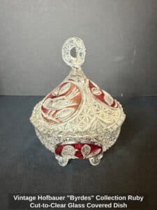 Vintage-Hofbauer-Byrdes-Collection-Ruby-Cut-to-Clear-Glass-Covered-Dish