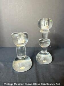 Vintage-Mexican-Blown-Glass-Candlestick-Set