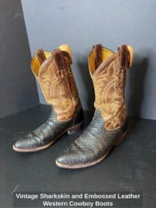 Vintage-Sharkskin-and-Embossed-Leather-Western-Cowboy-Boots