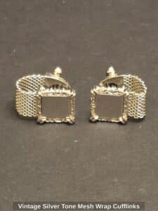 Vintage-Silver-Tone-Mesh-Wrap-Cufflinks