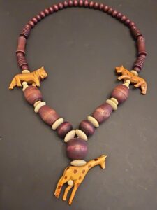 African-Safari-Animal-Carved-Wood-Necklace-with-Purple-Beads
