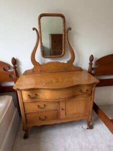 Antique-Tiger-Oak-Serpentine-Dresser-with-Mirror