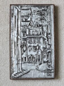Embossed-Metal-Wall-Art-Plaque-European-Street-Scene