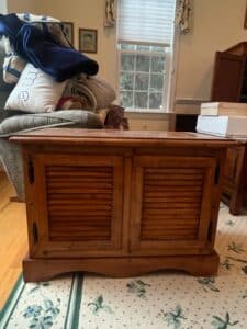 Ethan-Allen-Heirloom-Nutmeg-Maple-Wooden-Storage-Chest-with-Louvered-Doors