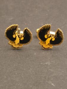 Gold-Tone-Black-Enamel-Eagle-Motif-Cufflinks