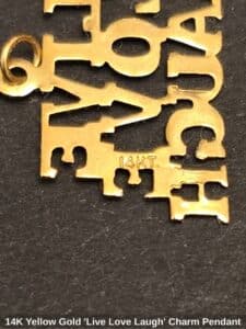 K-Yellow-Gold-Live-Love-Laugh-Charm-Pendant-second-image