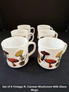 Set-of-Vintage-R.-Carman-Mushroom-Milk-Glass-Mugs
