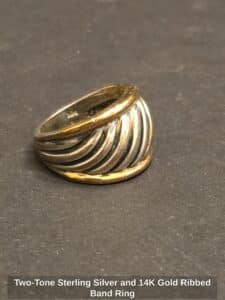 Two-Tone-Sterling-Silver-and-K-Gold-Ribbed-Band-Ring