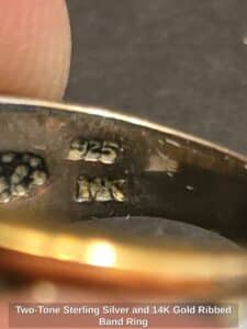 Two-Tone-Sterling-Silver-and-K-Gold-Ribbed-Band-Ring-second-image