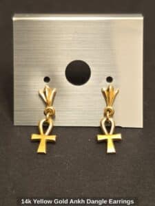 k-Yellow-Gold-Ankh-Dangle-Earrings