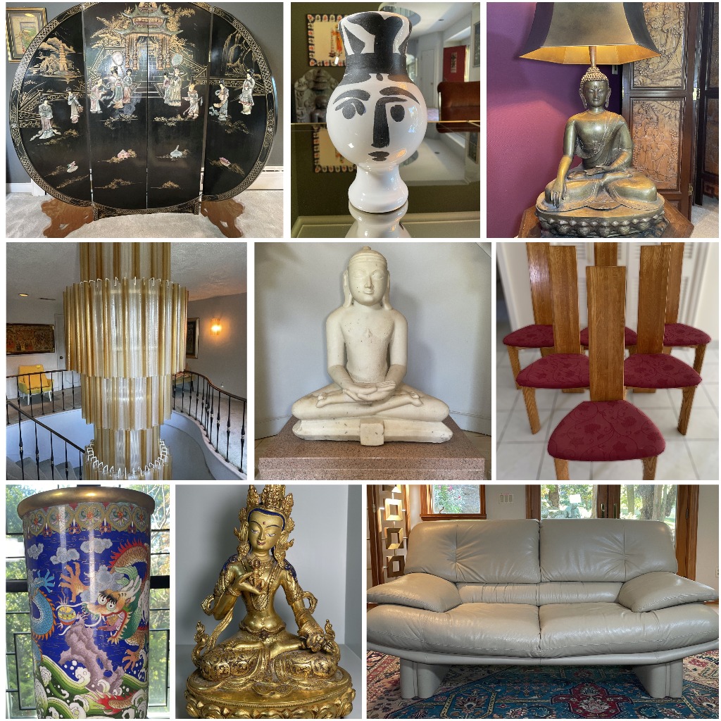 Estate Auction with Antique Asian Statues, Picasso Vase and Italian Modern Furnishing