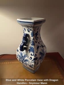 Blue-and-White-Porcelain-Vase-with-Dragon-Handles-Seymour-Mann-second-image-1