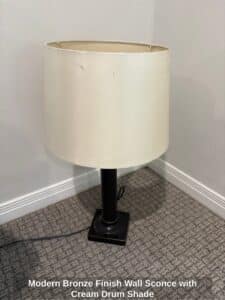 Modern-Bronze-Finish-Wall-Sconce-with-Cream-Drum-Shade