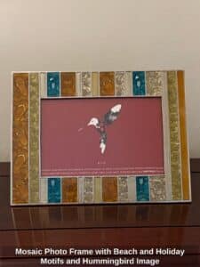 Mosaic-Photo-Frame-with-Beach-and-Holiday-Motifs-and-Hummingbird-Image-1