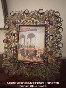 Ornate-Victorian-Style-Picture-Frame-with-Colored-Glass-Jewels-second-image-1