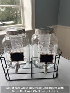 Set-of-Two-Glass-Beverage-Dispensers-with-Metal-Rack-and-Chalkboard-Labels
