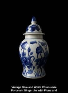 Vintage-Blue-and-White-Chinoiserie-Porcelain-Ginger-Jar-with-Floral-and-Insect-Motifs-1