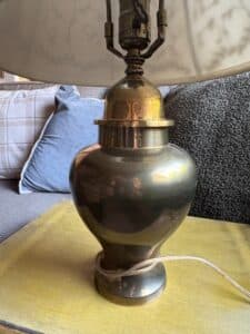 Brass-Urn-Style-Table-Lamp-with-Embroidered-Floral-Shade-second-image-1