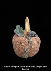 Fabric-Pumpkin-Decoration-with-Grapes-and-Leaves
