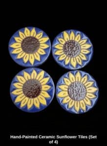 Hand-Painted-Ceramic-Sunflower-Tiles-Set-of-