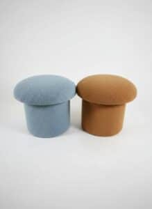 Mushroom-Ottoman-or-Stool-Set-in-Boucle-Fabric