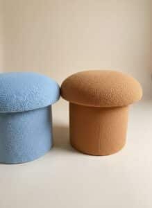 Mushroom-Ottoman-or-Stool-Set-in-Boucle-Fabric-second-image