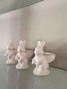 Set-of-Ceramic-Bunny-Planters-or-Trays-with-Basket-second-image
