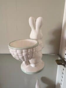 Set-of-Ceramic-Bunny-Planters-or-Trays-with-Basket-third-image