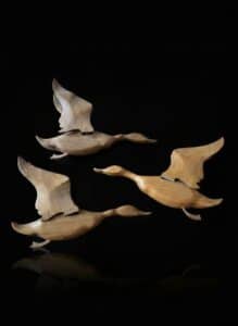 Set-of-Mid-Century-Solid-Wood-Flying-Ducks-Wall-Decor