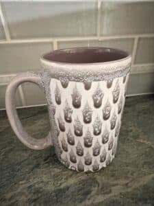 Stoneware-Mug-with-Pinecone-or-Acorn-Textured-Pattern