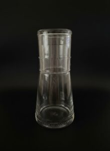 Vintage-Clear-Glass-Embossed-Tumble-Up-Water-Carafe-and-Tumbler-Set