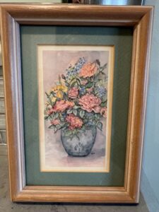 Vintage-Julia-Crainer-Floral-Watercolor-in-Wooden-Frame