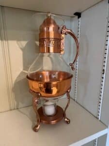 Vintage-Princess-House-Copper-and-Glass-Coffee-Carafe-with-Warming-Stand