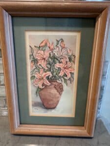 Watercolor-Painting-of-Lilies-in-a-Vase-by-P.-Fagan